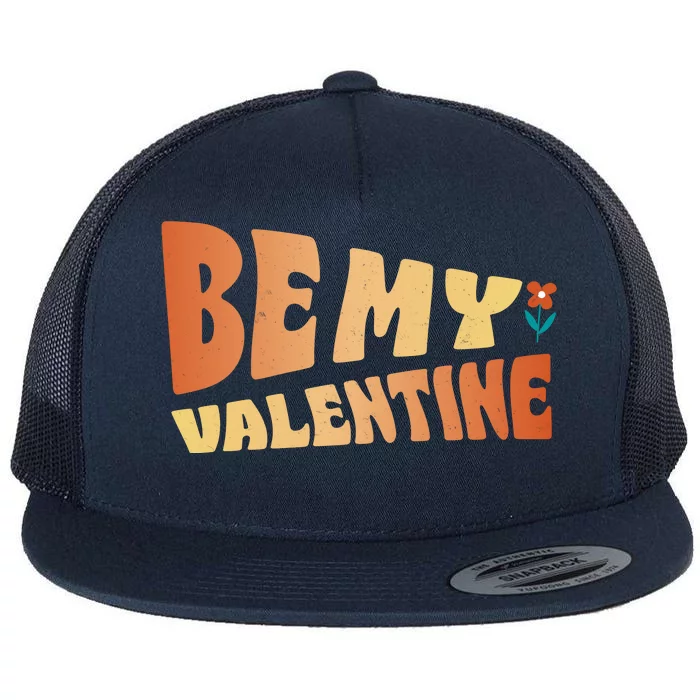 Be My Valentine Floral Cute Gift Flat Bill Trucker Hat