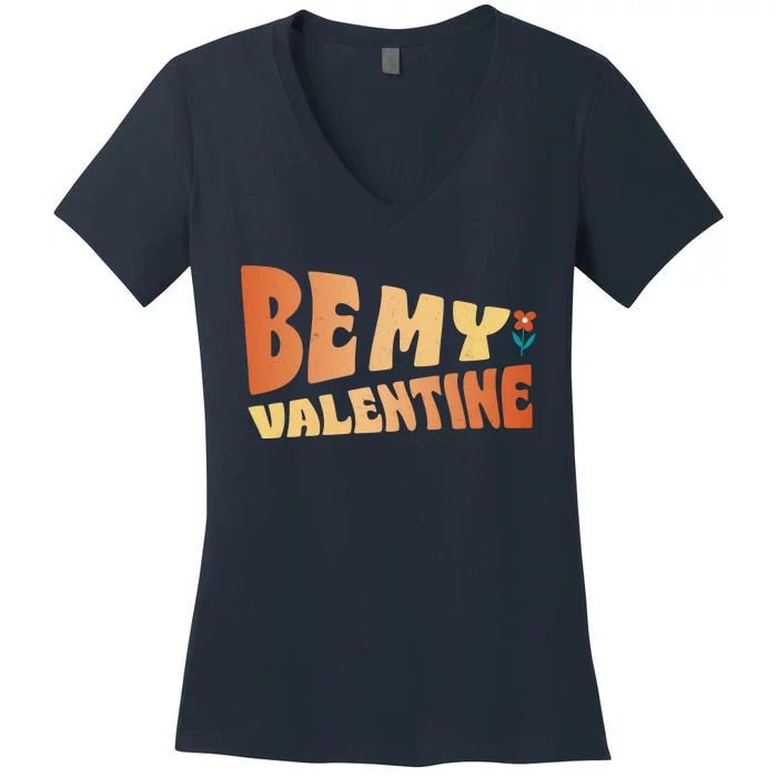 Be My Valentine Floral Cute Gift Women's V-Neck T-Shirt