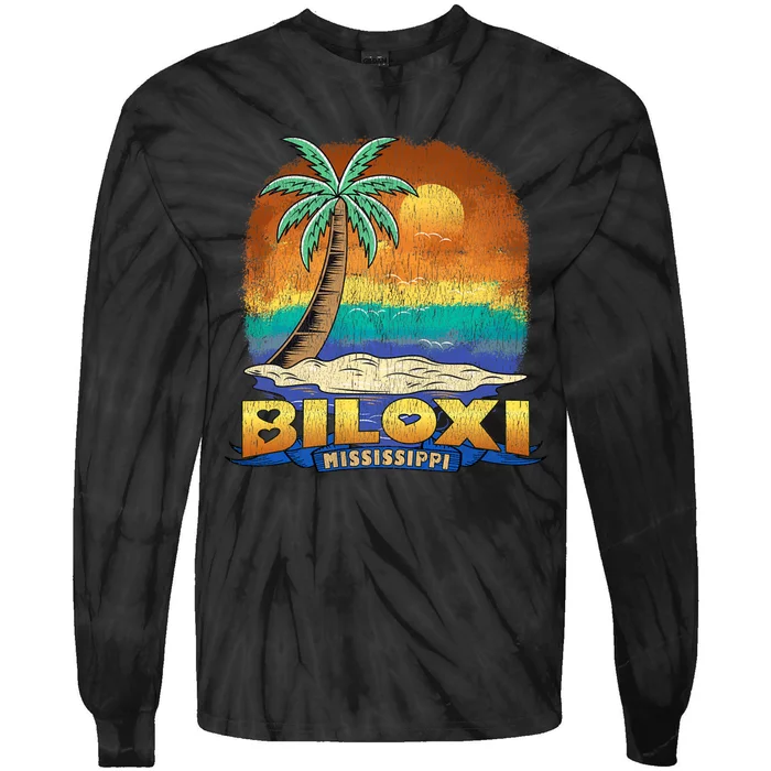 Biloxi Mississippi Vintage Distressed Souvenir Tie-Dye Long Sleeve Shirt