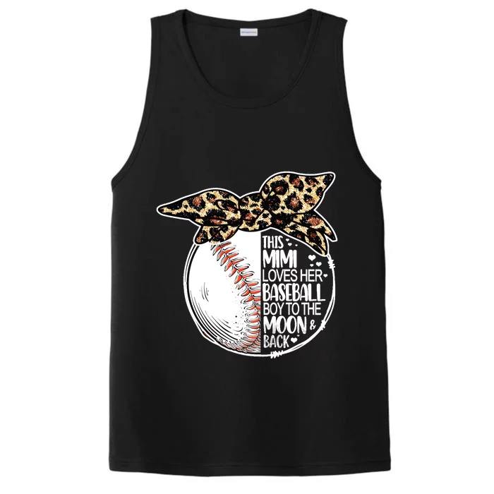 Baseball Mimi Vintage Leopard Messy Bun Long Sleeve Performance Tank