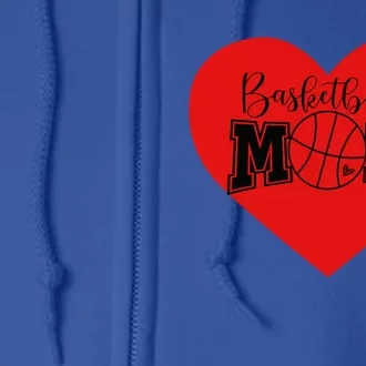 Basketball Mom Valentines Day Great Gift For Mothers Basketball Gift Full Zip Hoodie