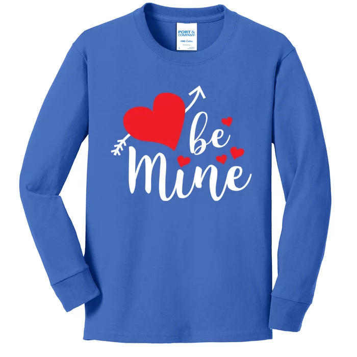 Be Mine Valentine's Day Cute Heart Gift Kids Long Sleeve Shirt