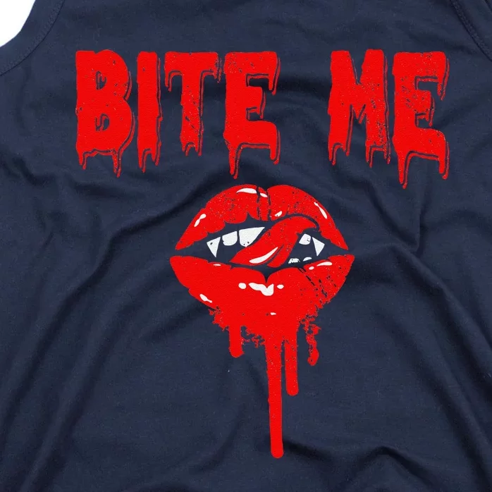 Bite Me Vampire Lover Dripping Blood Spooky Halloween Lover Tank Top