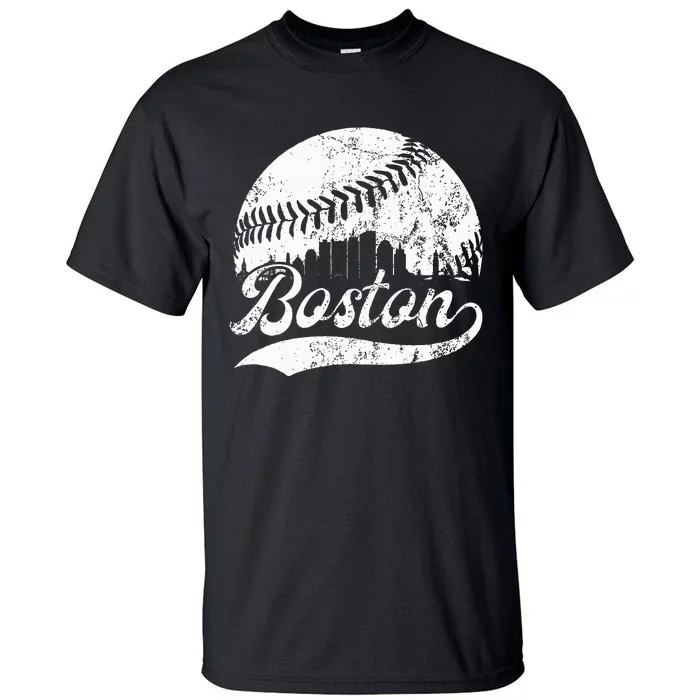 Boston Massachusetts Vintage Skyline Apparel Tall T-Shirt