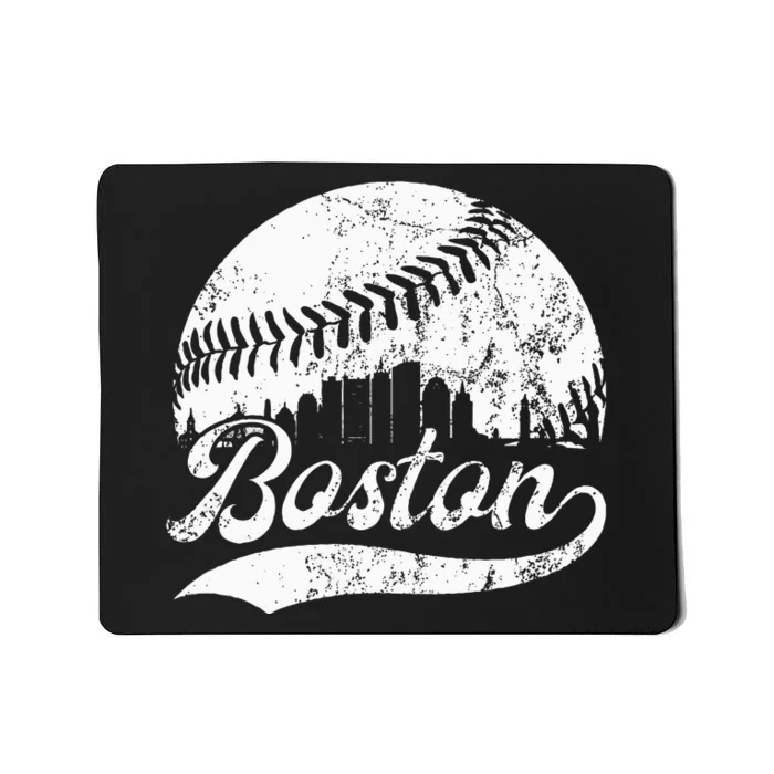 Boston Massachusetts Vintage Skyline Apparel Mousepad