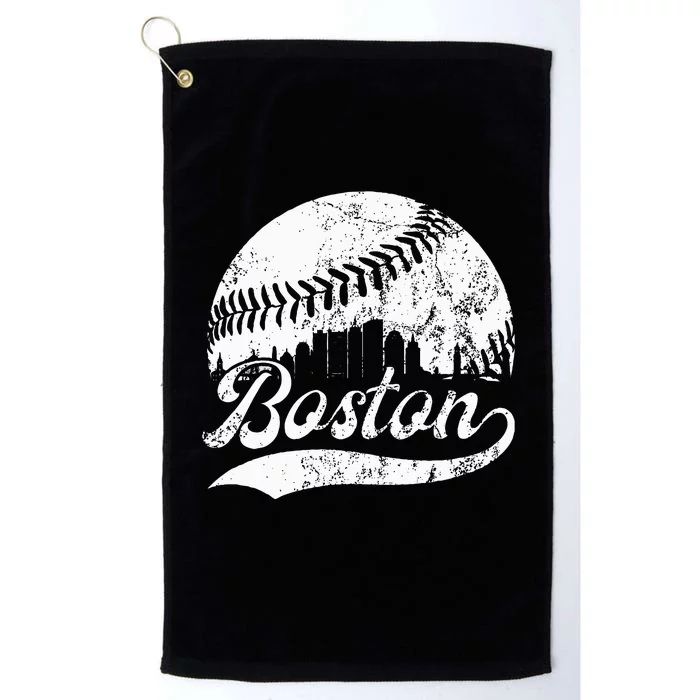 Boston Massachusetts Vintage Skyline Apparel Platinum Collection Golf Towel