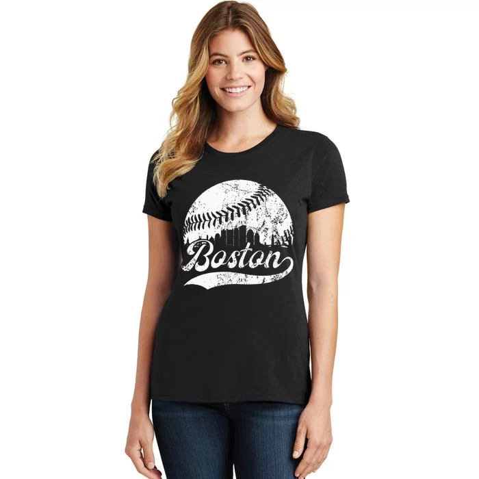 Boston Massachusetts Vintage Skyline Apparel Women's T-Shirt