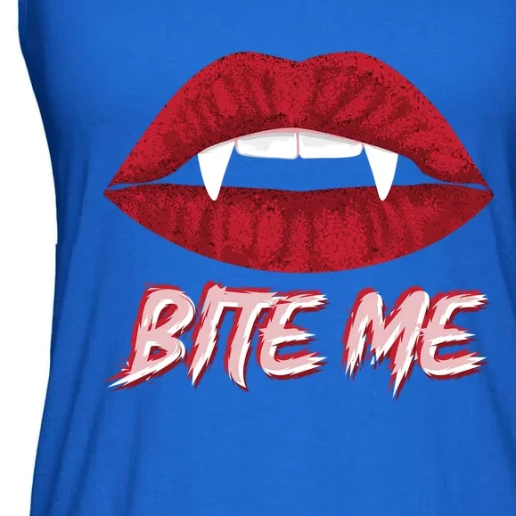 Bite Me Vampire Fangs Diy Halloween For Aspiring Dracula Funny Gift Ladies Essential Flowy Tank