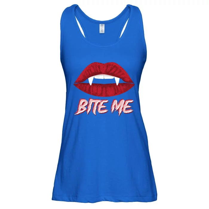 Bite Me Vampire Fangs Diy Halloween For Aspiring Dracula Funny Gift Ladies Essential Flowy Tank