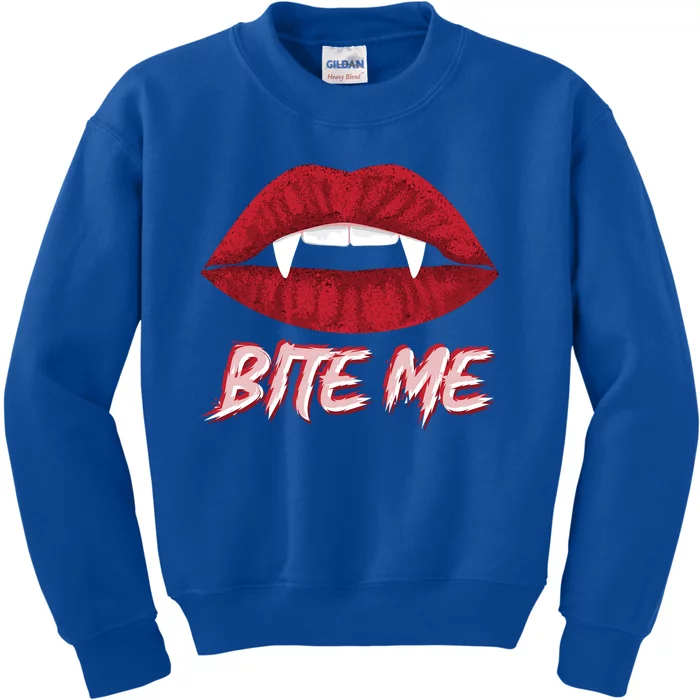 Bite Me Vampire Fangs Diy Halloween For Aspiring Dracula Funny Gift Kids Sweatshirt