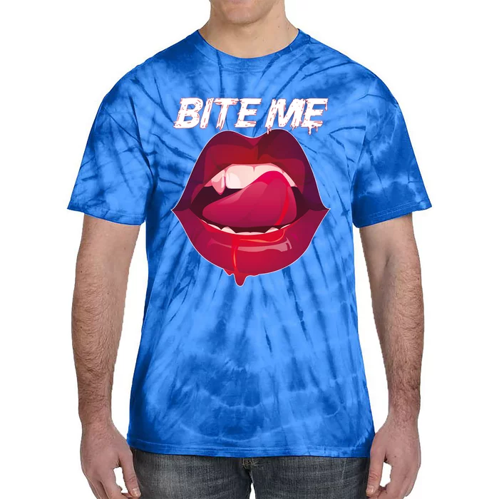 Bite Me Vampire Teeth With Rose Gift Tie-Dye T-Shirt