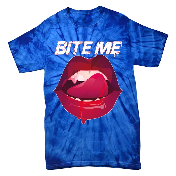 Bite Me Vampire Teeth With Rose Gift Tie-Dye T-Shirt