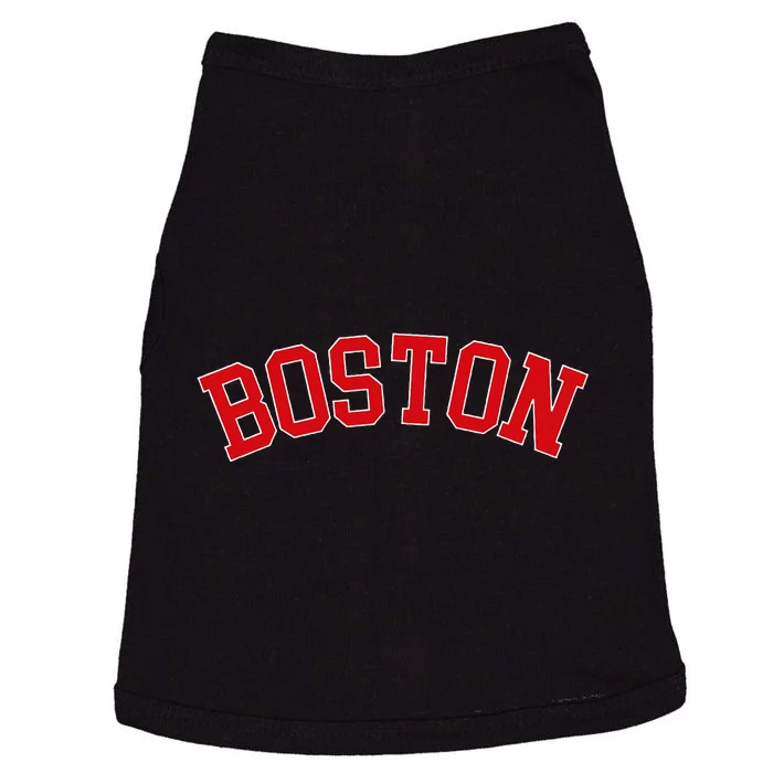 Boston Ma Varsity Style Red Text Doggie Tank