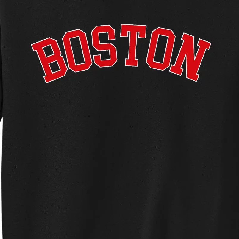 Boston Ma Varsity Style Red Text Tall Sweatshirt