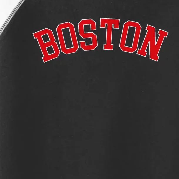 Boston Ma Varsity Style Red Text Toddler Fine Jersey T-Shirt