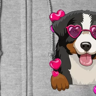 Bernese Mountain Valentines Day Heart Glasses Funny Dog Full Zip Hoodie