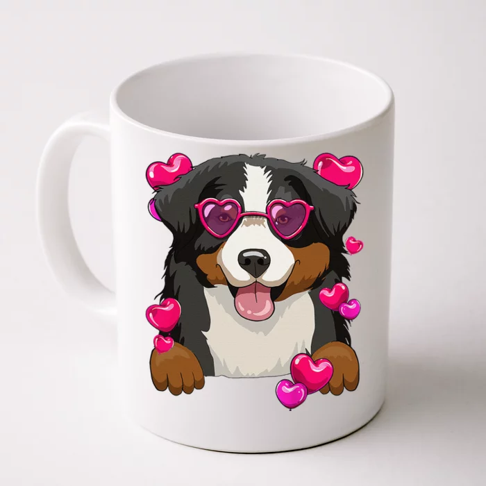 Bernese Mountain Valentines Day Heart Glasses Funny Dog Front & Back Coffee Mug