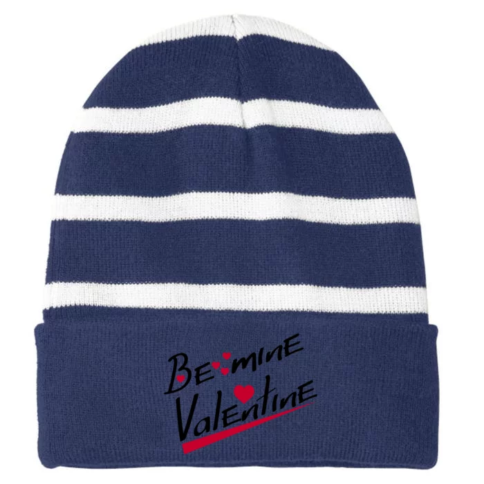 Be Mine Valentine,Valentines Day Love Striped Beanie with Solid Band