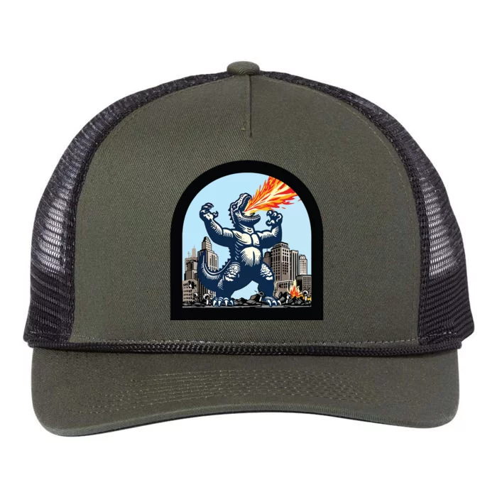 Big Monster Versus Tiny People Retro Rope Trucker Hat Cap