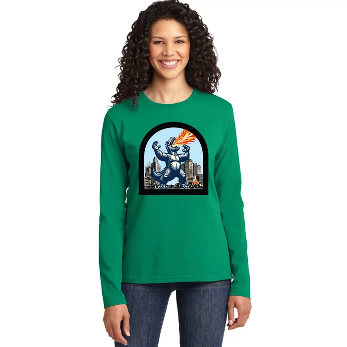 Big Monster Versus Tiny People Ladies Long Sleeve Shirt