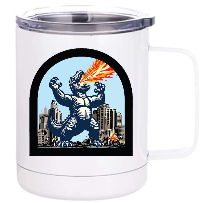 Big Monster Versus Tiny People Front & Back 12oz Stainless Steel Tumbler Cup