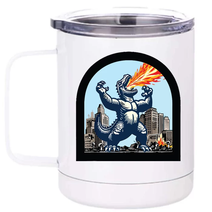 Big Monster Versus Tiny People Front & Back 12oz Stainless Steel Tumbler Cup