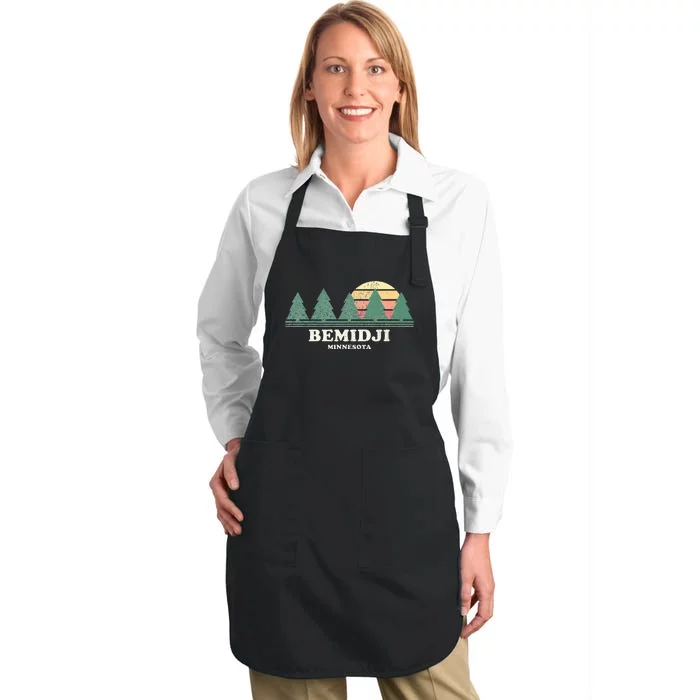 Bemidji Mn Vintage Throwback Retro 70s Design Full-Length Apron With Pocket