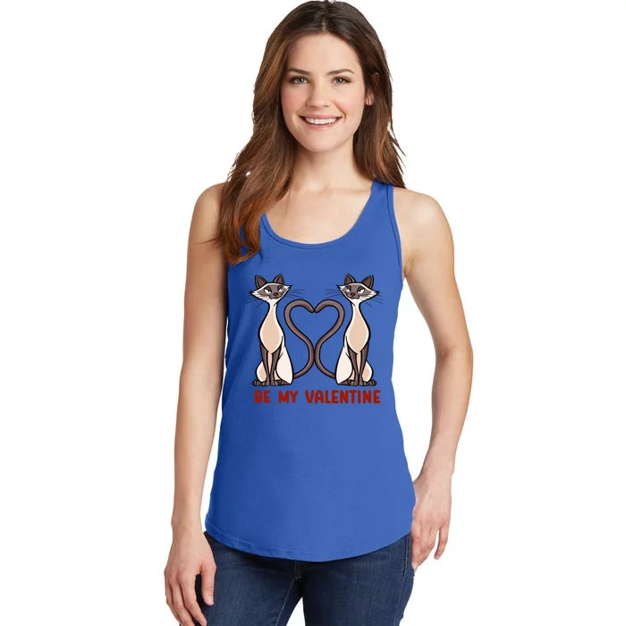 Be My Valentine Heart Tail Siamese Cat Tails Valentines Day Gift Ladies Essential Tank