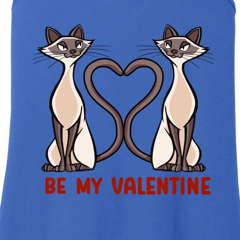 Be My Valentine Heart Tail Siamese Cat Tails Valentines Day Gift Ladies Essential Tank