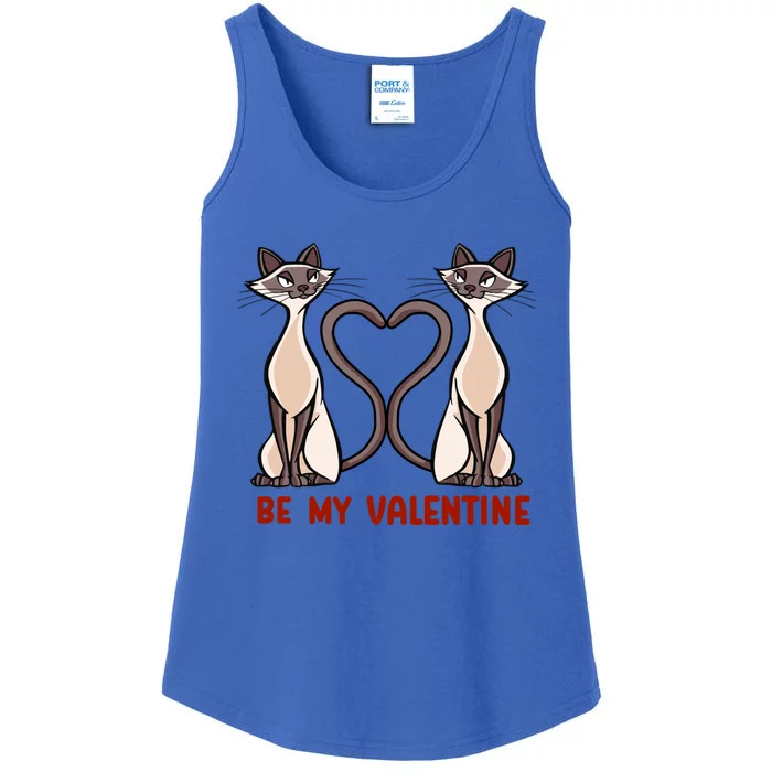 Be My Valentine Heart Tail Siamese Cat Tails Valentines Day Gift Ladies Essential Tank