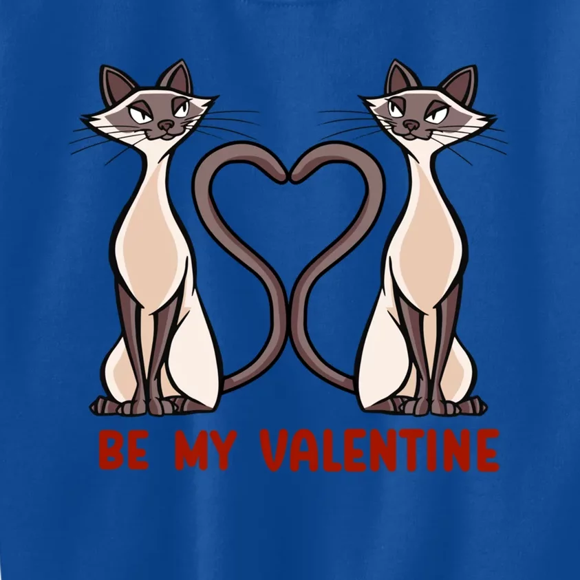 Be My Valentine Heart Tail Siamese Cat Tails Valentines Day Gift Kids Sweatshirt