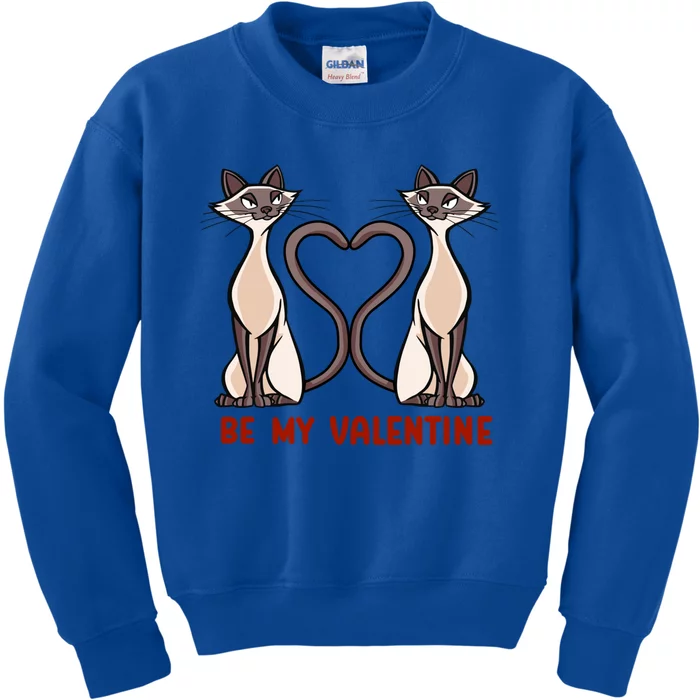 Be My Valentine Heart Tail Siamese Cat Tails Valentines Day Gift Kids Sweatshirt