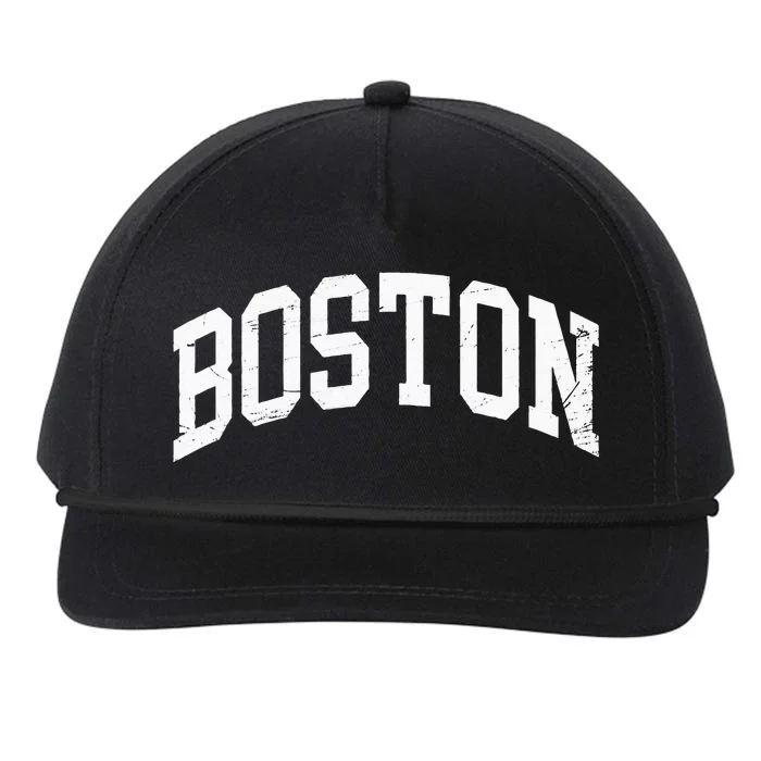 Boston Massachusetts Vintage Distressed Worn Snapback Five-Panel Rope Hat