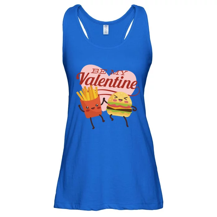 Be My Valentine L Cute Valentines Day Fries And Hamburger Gift Ladies Essential Flowy Tank