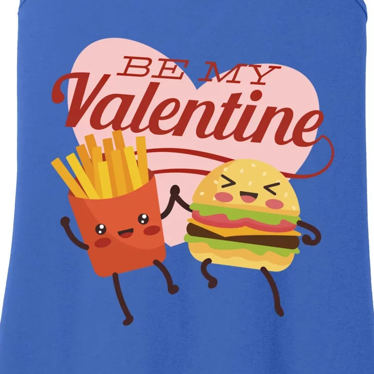 Be My Valentine L Cute Valentines Day Fries And Hamburger Gift Ladies Essential Tank