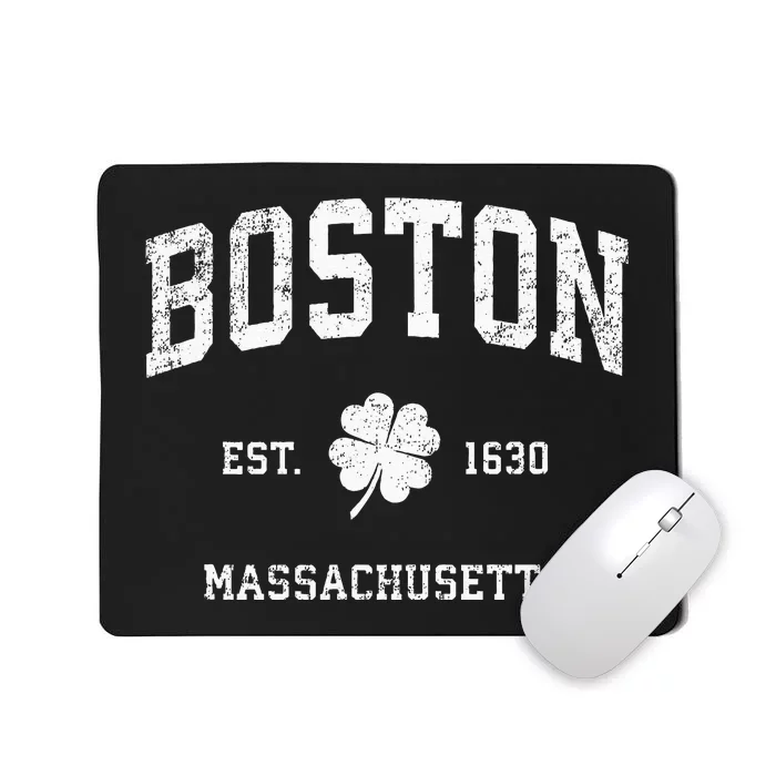 Boston Massachusetts Vintage Shamrock Sports Mousepad