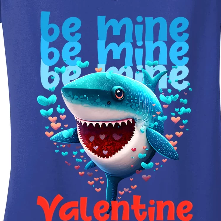 Be Mine Valentine Shark Valentine's Day Meaningful Gift Women's V-Neck T-Shirt