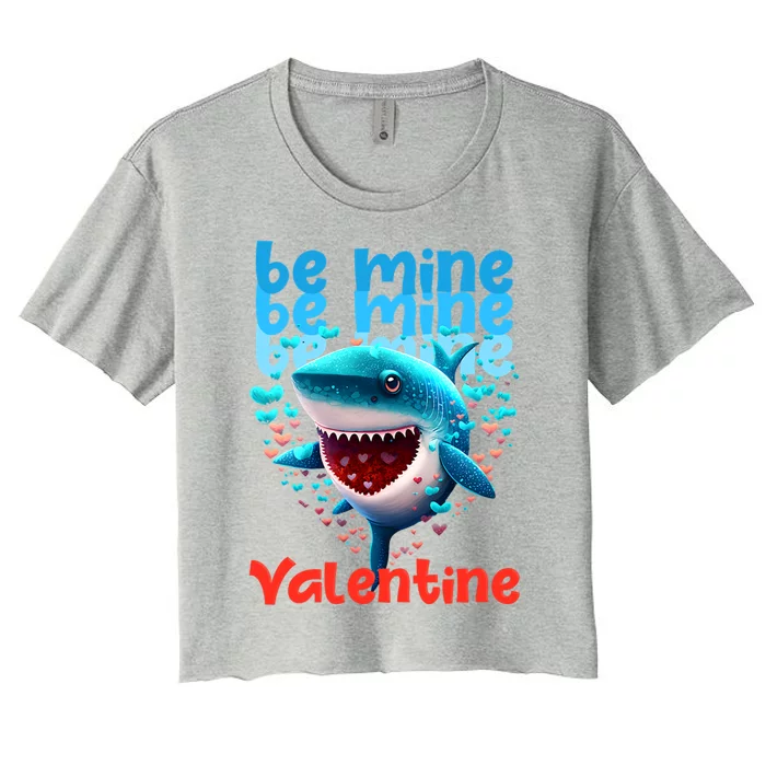 Be Mine Valentine Shark Valentine's Day Meaningful Gift Women's Crop Top Tee