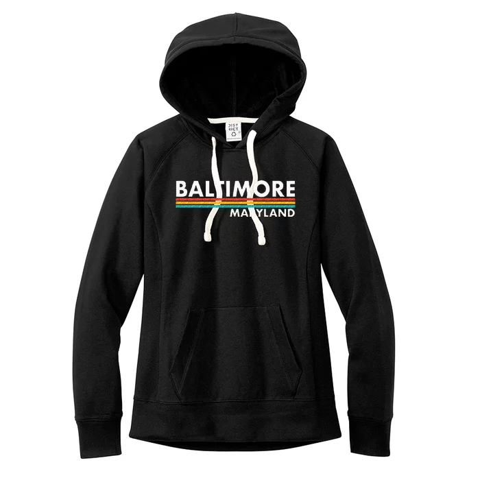 Baltimore Maryland Vintage Retro Stripes Women's Fleece Hoodie