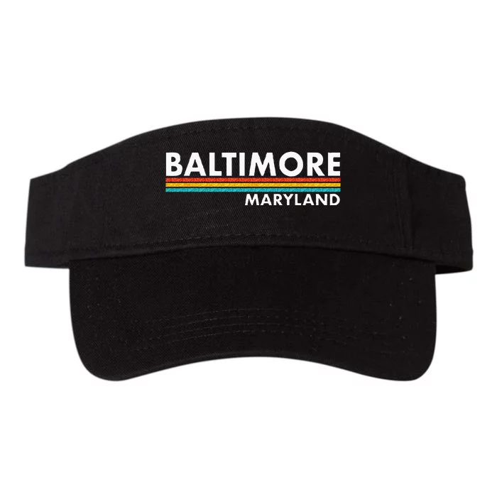 Baltimore Maryland Vintage Retro Stripes Valucap Bio-Washed Visor