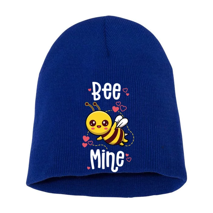 Bee Mine Valentines Day Pun Cute Bee Honey Beekeeper Funny Gift Short Acrylic Beanie