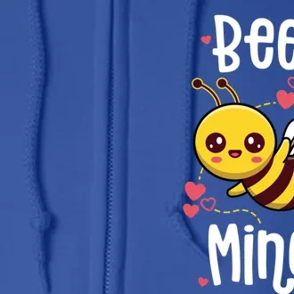 Bee Mine Valentines Day Pun Cute Bee Honey Beekeeper Funny Gift Full Zip Hoodie