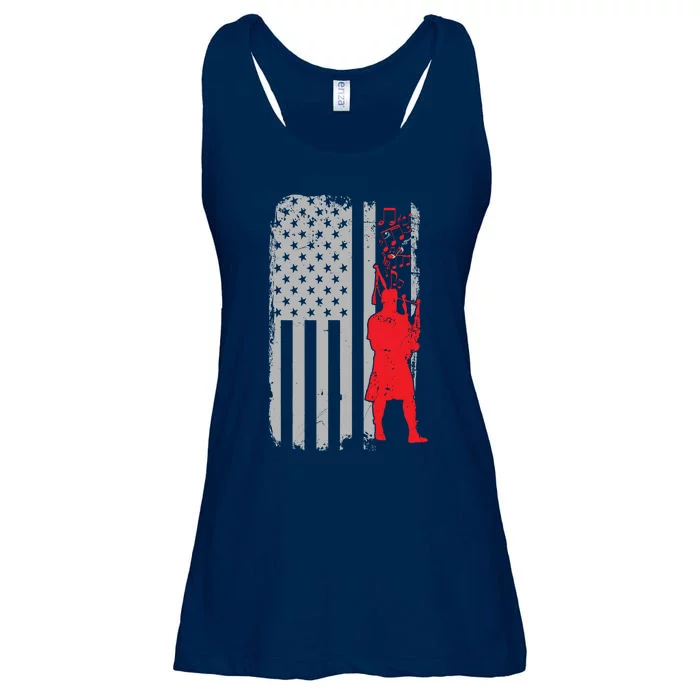 Bagpipe Music Vintage USA Flag Ladies Essential Flowy Tank