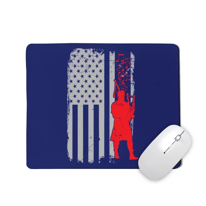 Bagpipe Music Vintage USA Flag Mousepad