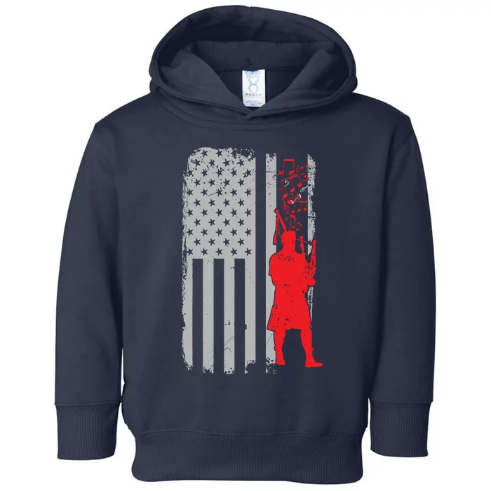 Bagpipe Music Vintage USA Flag Toddler Hoodie