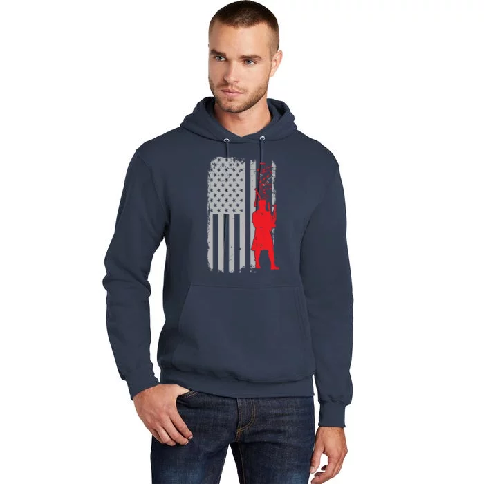 Bagpipe Music Vintage USA Flag Tall Hoodie