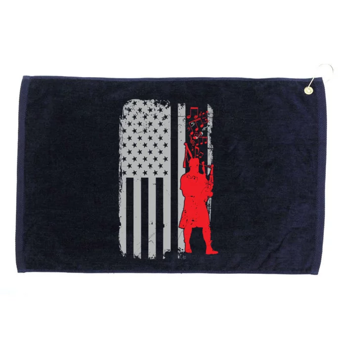 Bagpipe Music Vintage USA Flag Grommeted Golf Towel