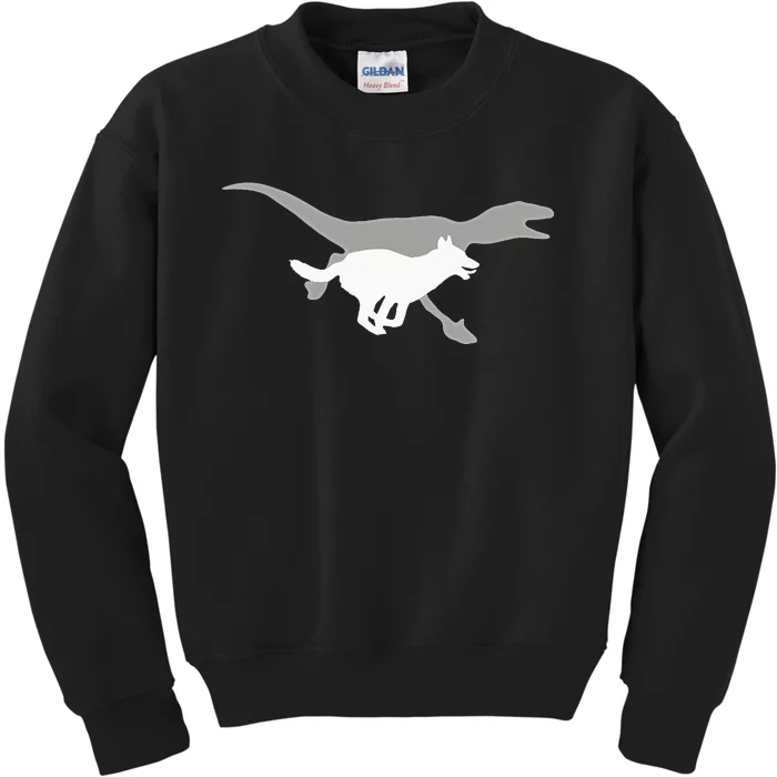 Belgian Malinois Velociraptor Maliraptor Running Shadow Kids Sweatshirt