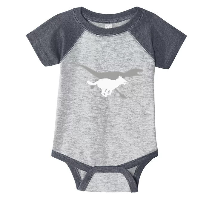 Belgian Malinois Velociraptor Maliraptor Running Shadow Infant Baby Jersey Bodysuit