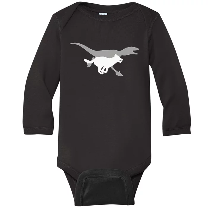 Belgian Malinois Velociraptor Maliraptor Running Baby Long Sleeve Bodysuit